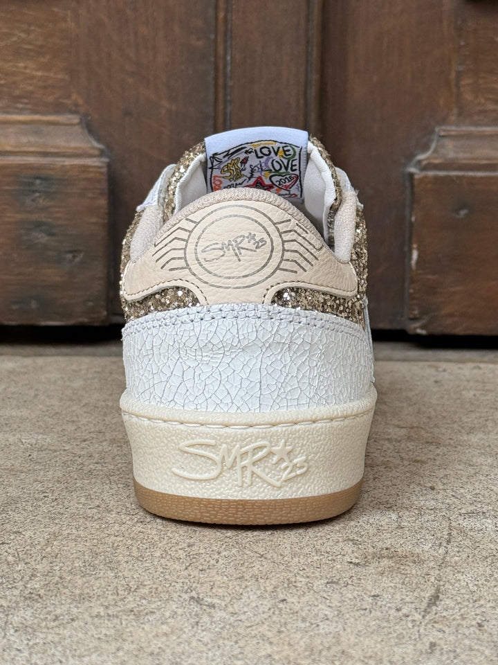 Basket cuir blanc et paillettes dorées DANY D346 Semerdjian