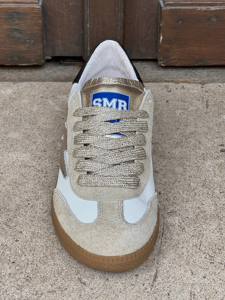 Basket en cuir blanc éclair doré EMILY D331  Semerdjian