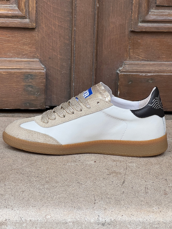 Basket en cuir blanc éclair doré EMILY D331  Semerdjian