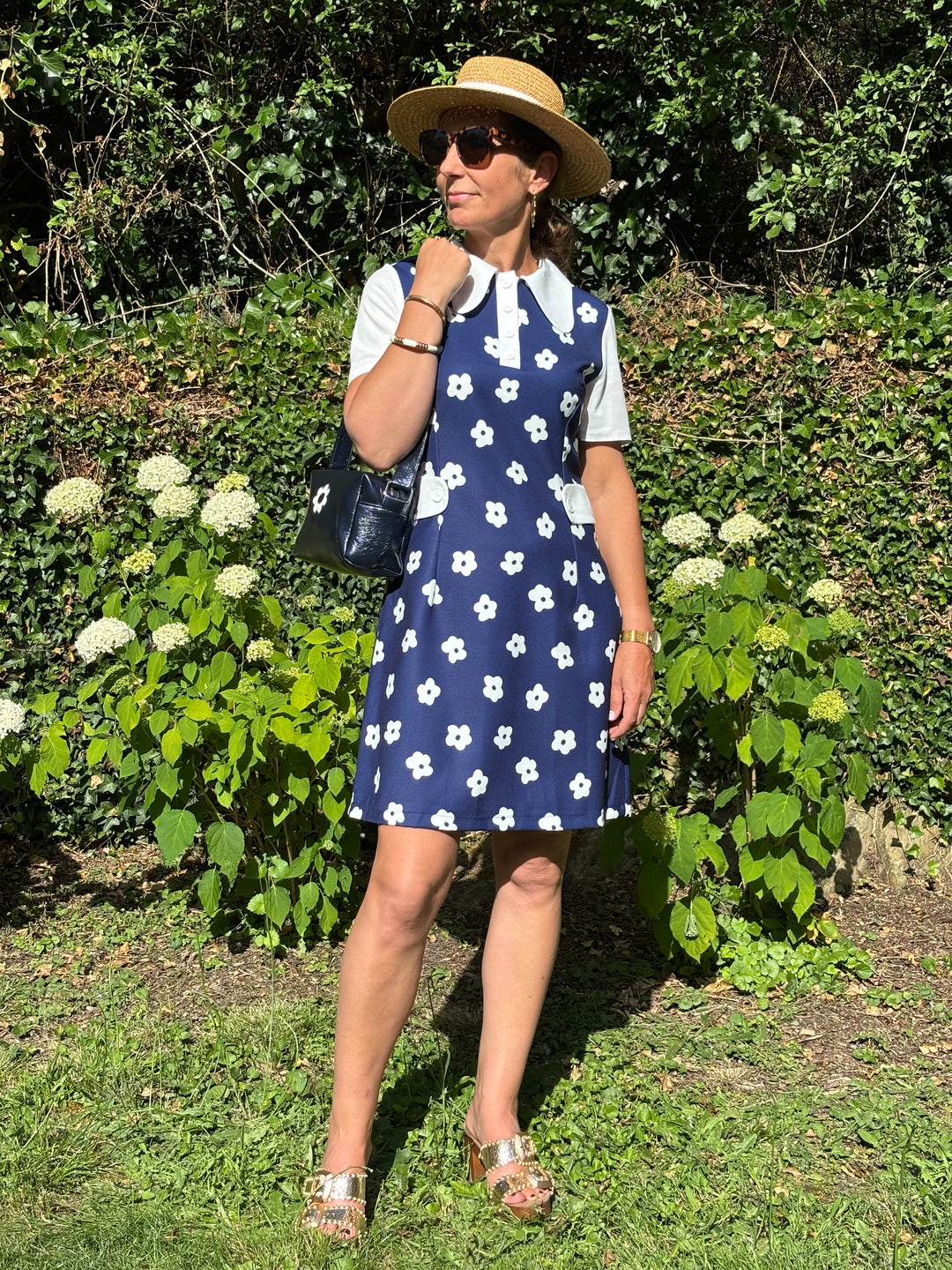 Robe marine fleurs blanches KATE Hippocampe