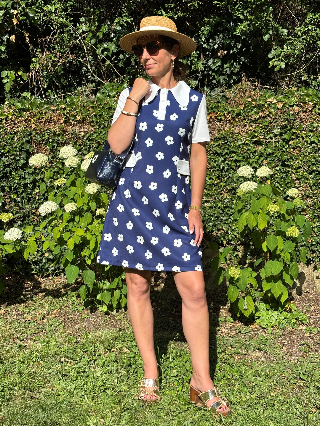 Robe marine fleurs blanches KATE Hippocampe