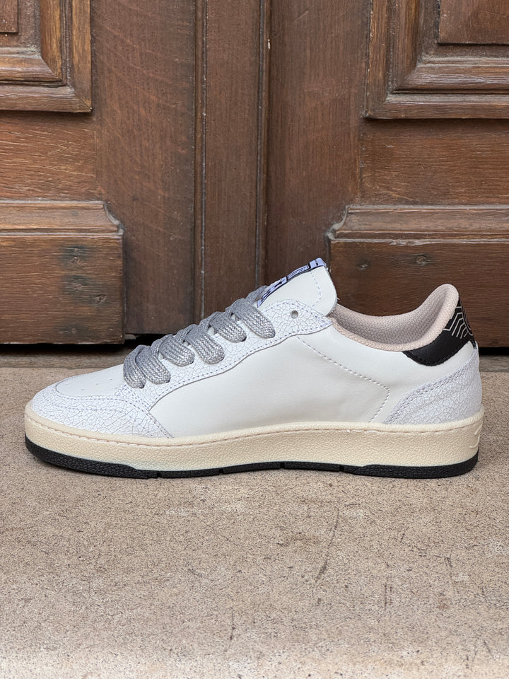 Basket cuir blanche rose et argent pailletté DANY D341 Semerdjian