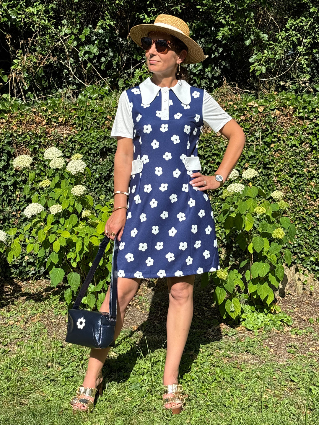 Robe marine fleurs blanches KATE Hippocampe