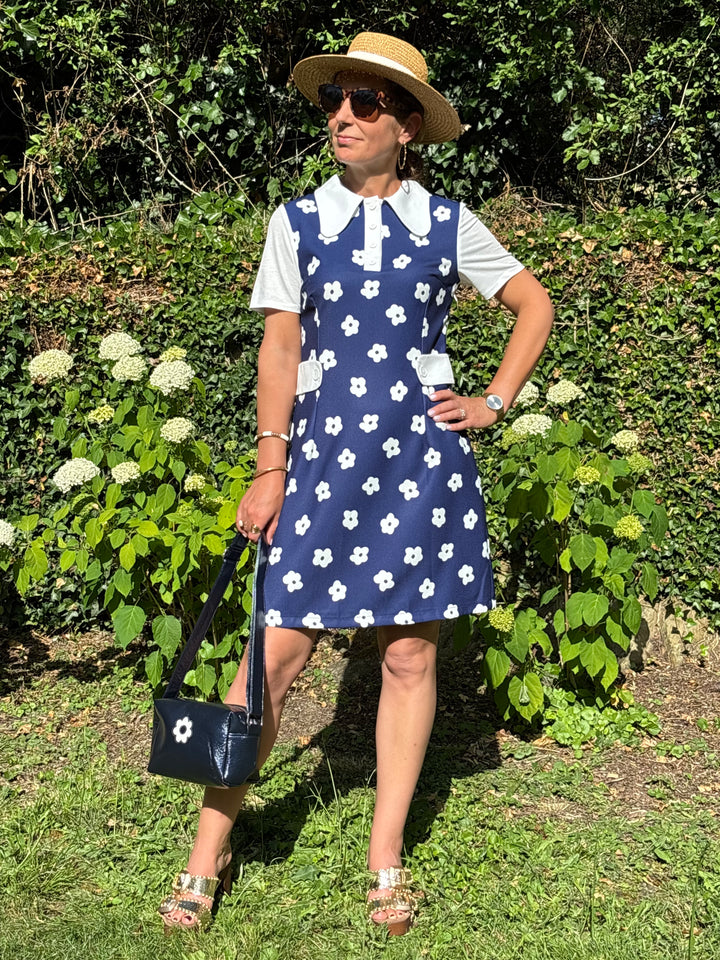Robe marine fleurs blanches KATE Hippocampe