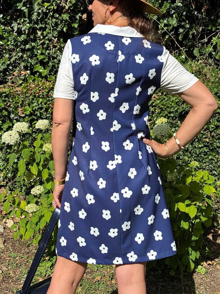 Robe marine fleurs blanches KATE Hippocampe