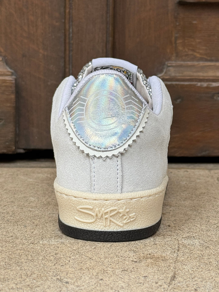 Basket cuir argent paillettes étoile blanche JULY D125 A Semerdjian