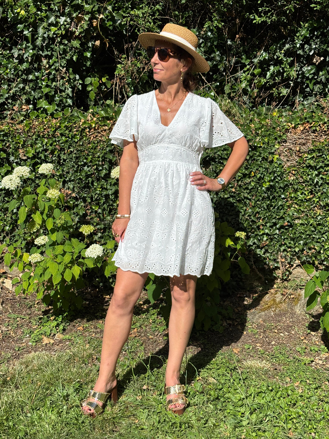Kleid im Empire-Stil mit weißer Stickerei JALEN