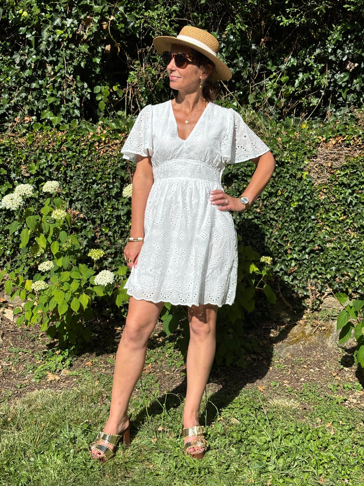 Kleid im Empire-Stil mit weißer Stickerei JALEN