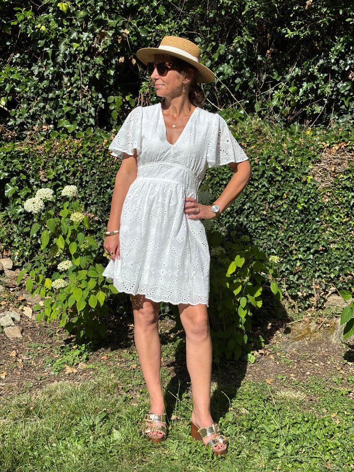 Kleid im Empire-Stil mit weißer Stickerei JALEN