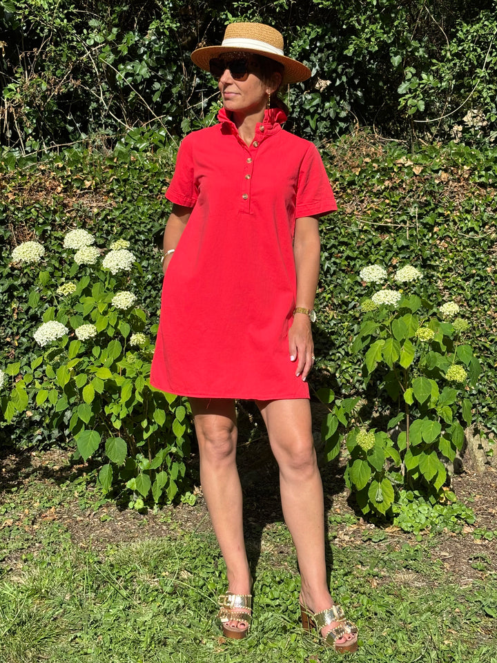 Robe rouge trapèze jean LILIA