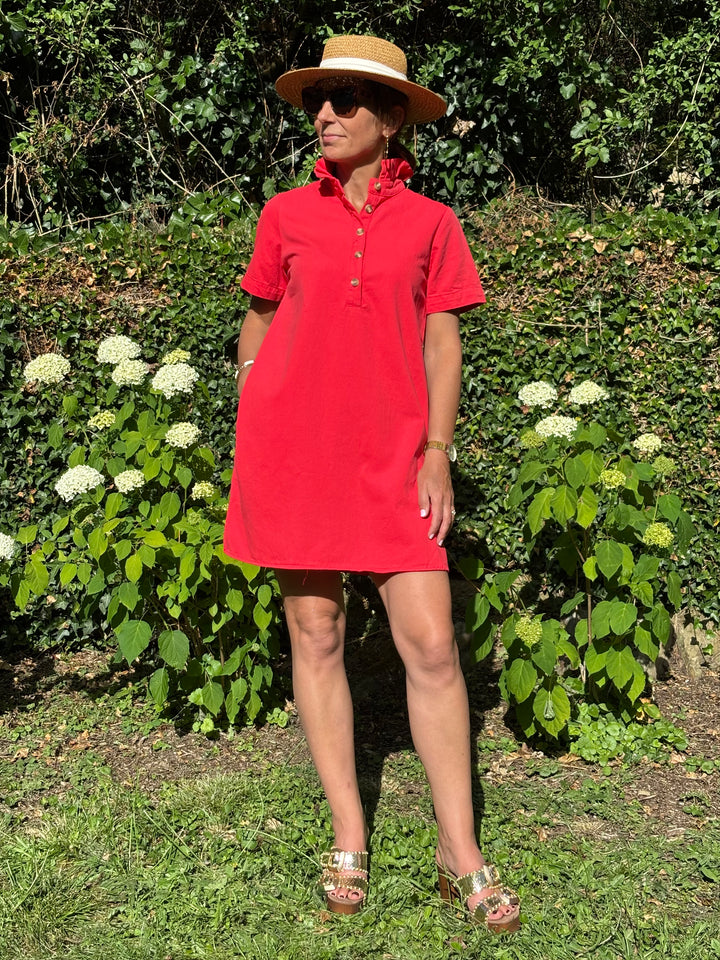 Robe rouge trapèze jean LILIA