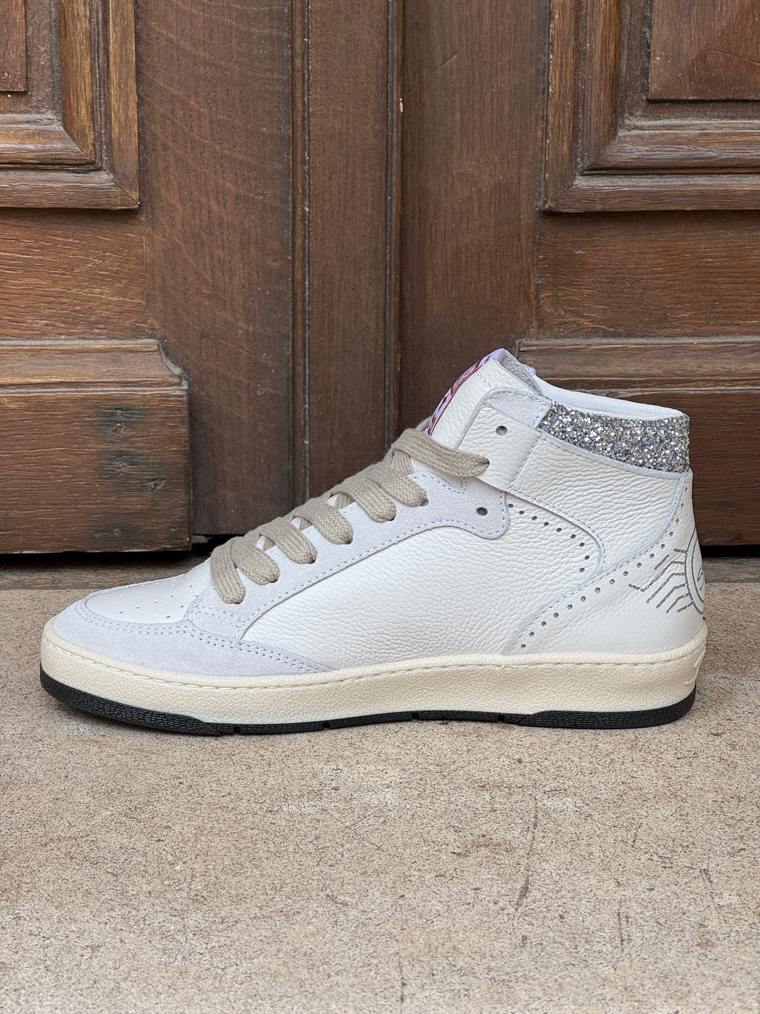 Basket blanc paillettes argentées Braga D136 Semerdjian