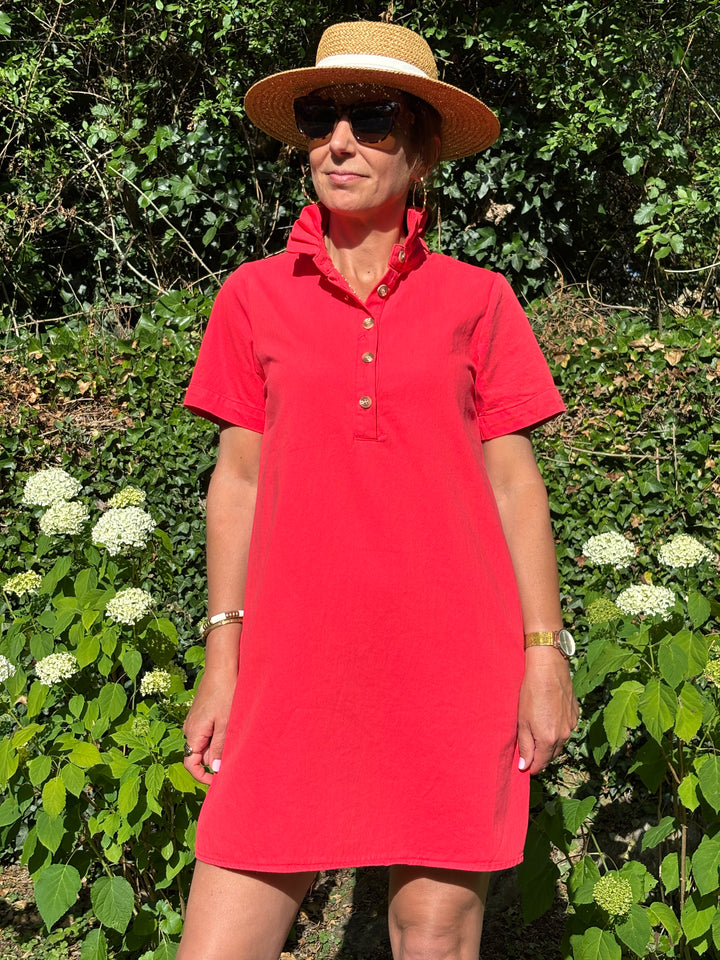 Robe rouge trapèze jean LILIA