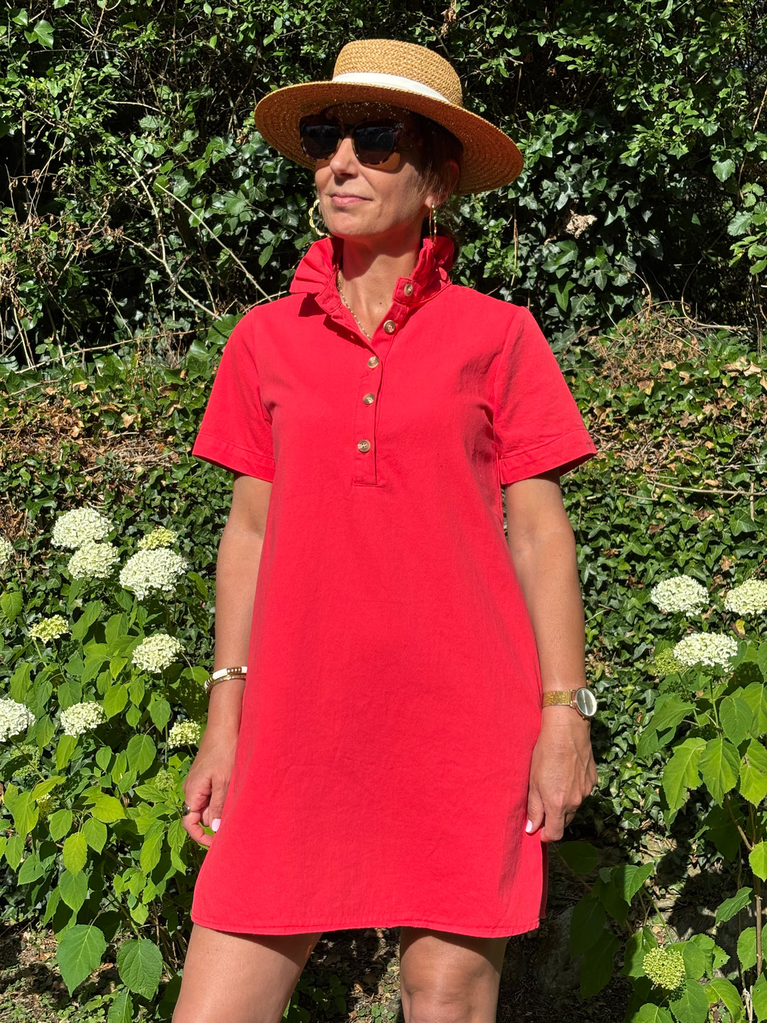 Robe rouge trapèze jean LILIA