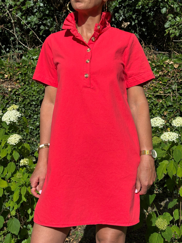 Robe rouge trapèze jean LILIA