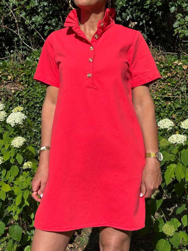Robe rouge trapèze jean LILIA