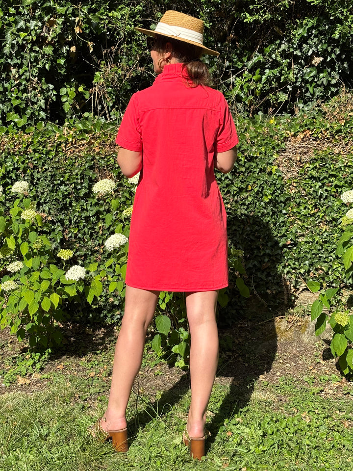 Robe rouge trapèze jean LILIA