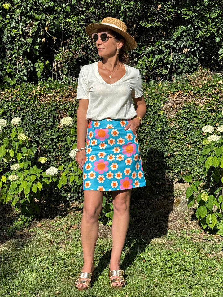 Jupe SEVENTIES n°36 bleu Hippocampe