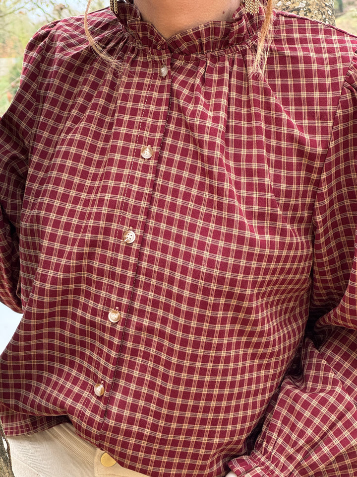 Chemise vichy bordeaux et beige AVELINE