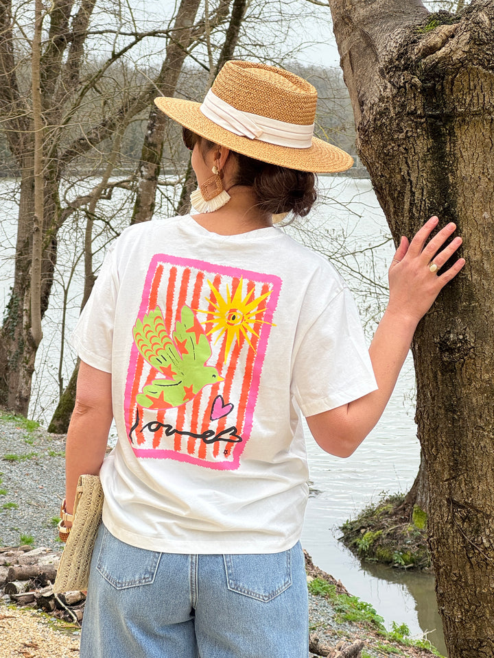 Tee-shirt oversize blanc avec flocage TOLOMBE La Petite Étoile