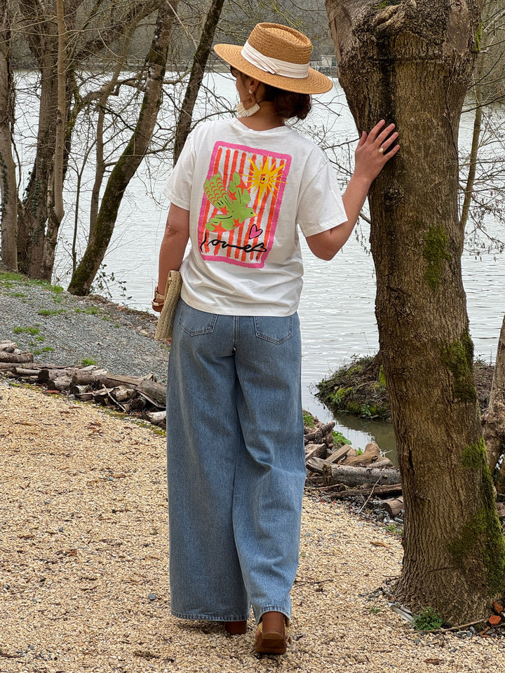 Tee-shirt oversize blanc avec flocage TOLOMBE La Petite Étoile