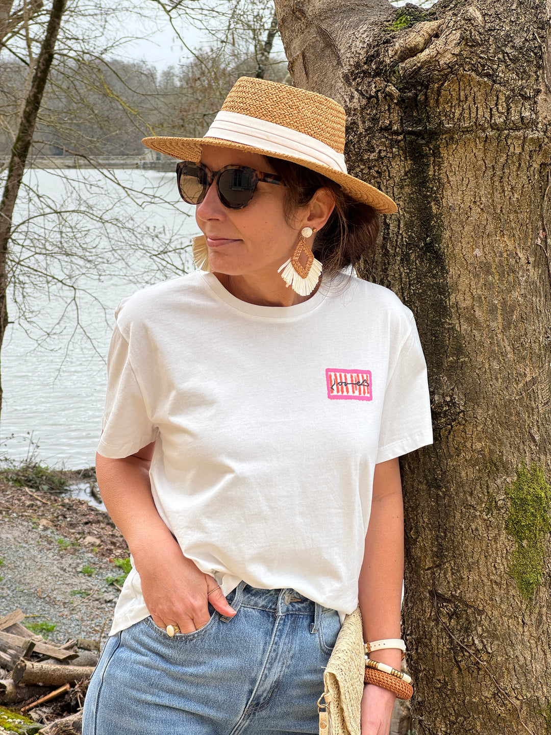 Tee-shirt oversize blanc avec flocage TOLOMBE La Petite Étoile