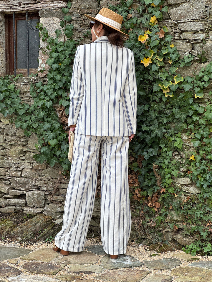 Pantalon beige rayures bleues YSEA