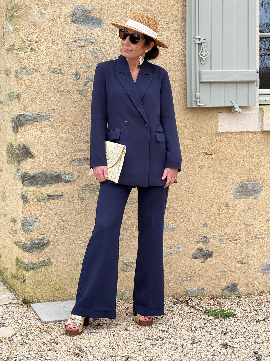 PONY La Petite Étoile navy high-waisted straight-leg trousers