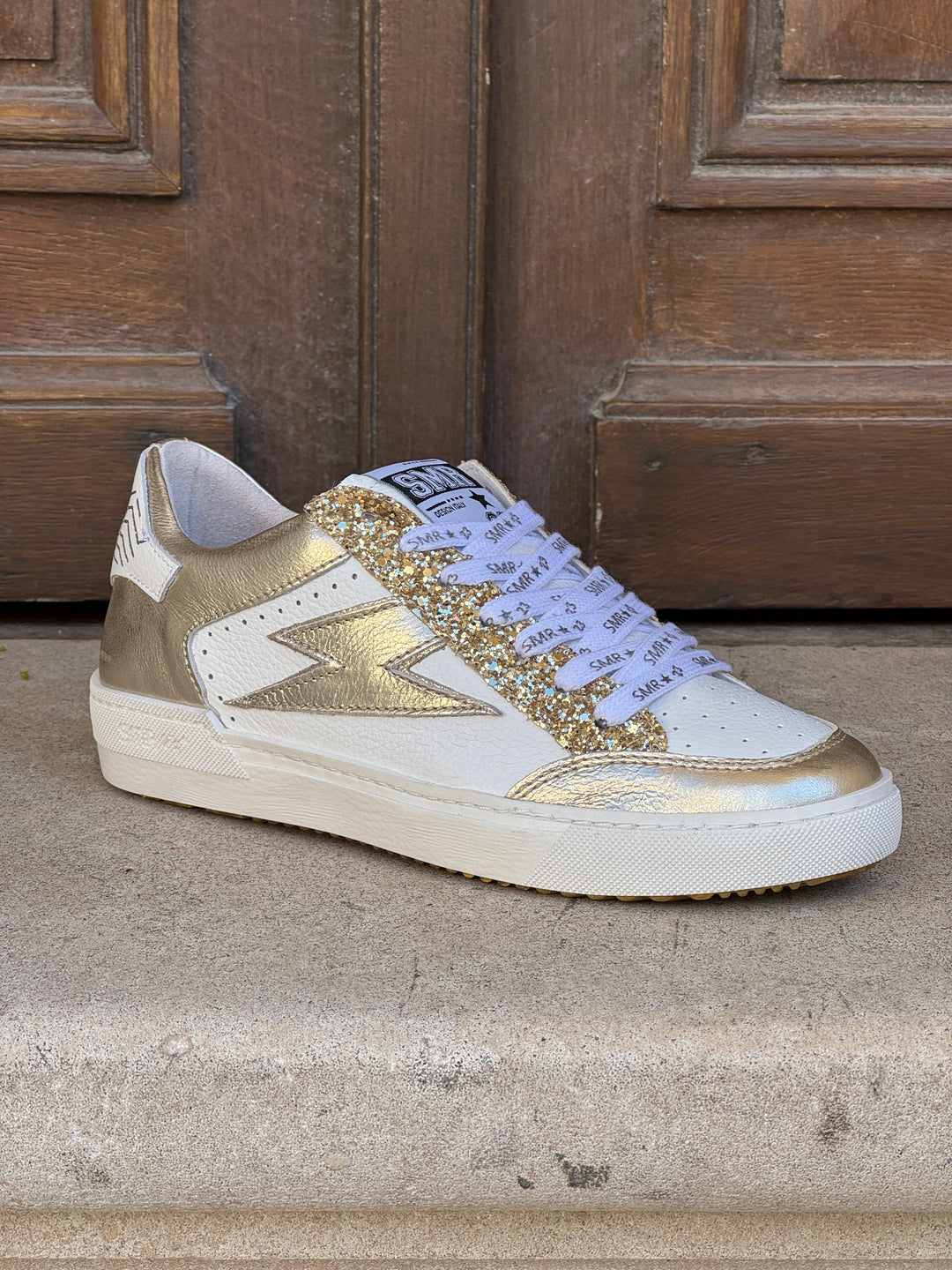 Basket blanc doré paillettes NOUBAR D439  Semerdjian