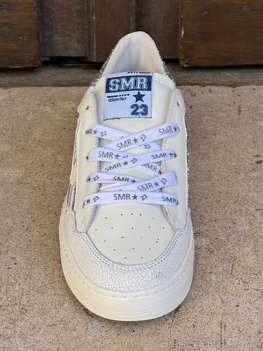 Basket blanc paillettes argentés ALE D611 Semerdjian