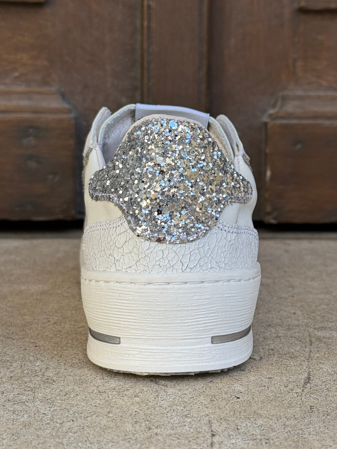 Basket blanc paillettes argentés ALE D611 Semerdjian