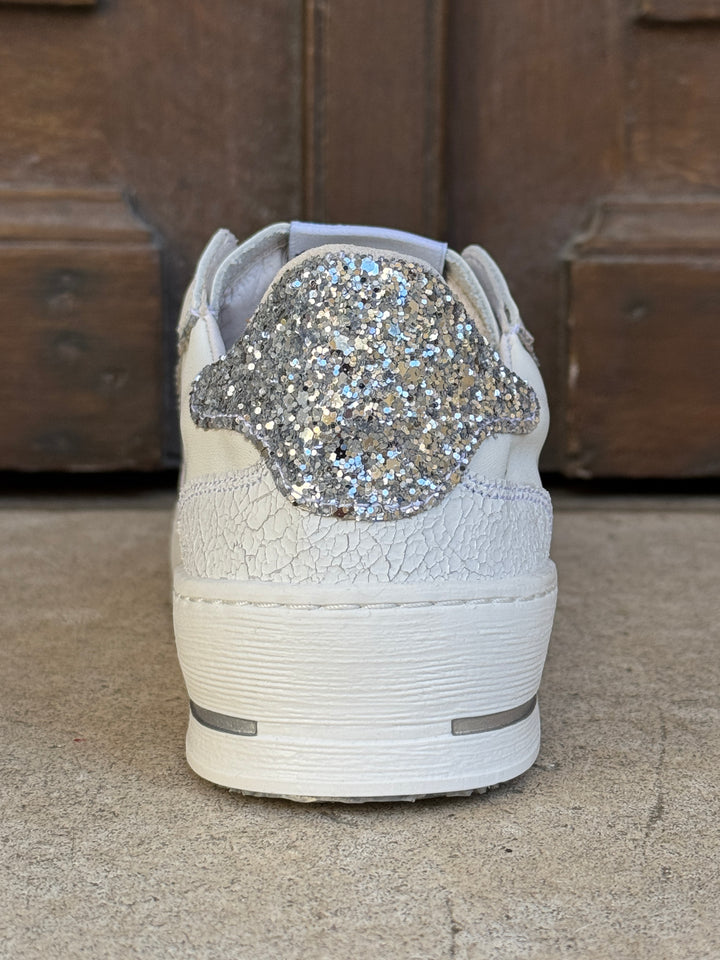 Basket blanc paillettes argentés ALE D611 Semerdjian