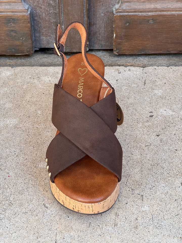 Sandales talons compensées mocca 2‑28366‑46 304 Marco Tozzi