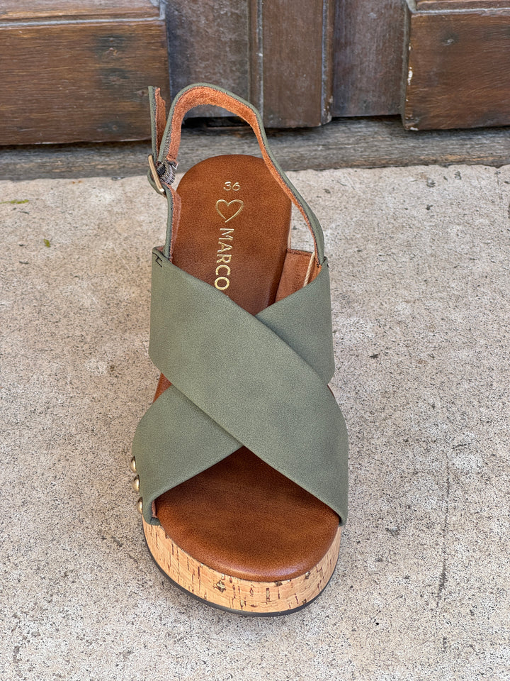 Sandales talons Compensées Olive 2‑28366‑46 722 Marc Tozzi