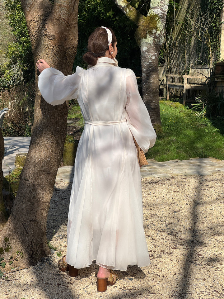 Robe beige longue effet crêpe YONA