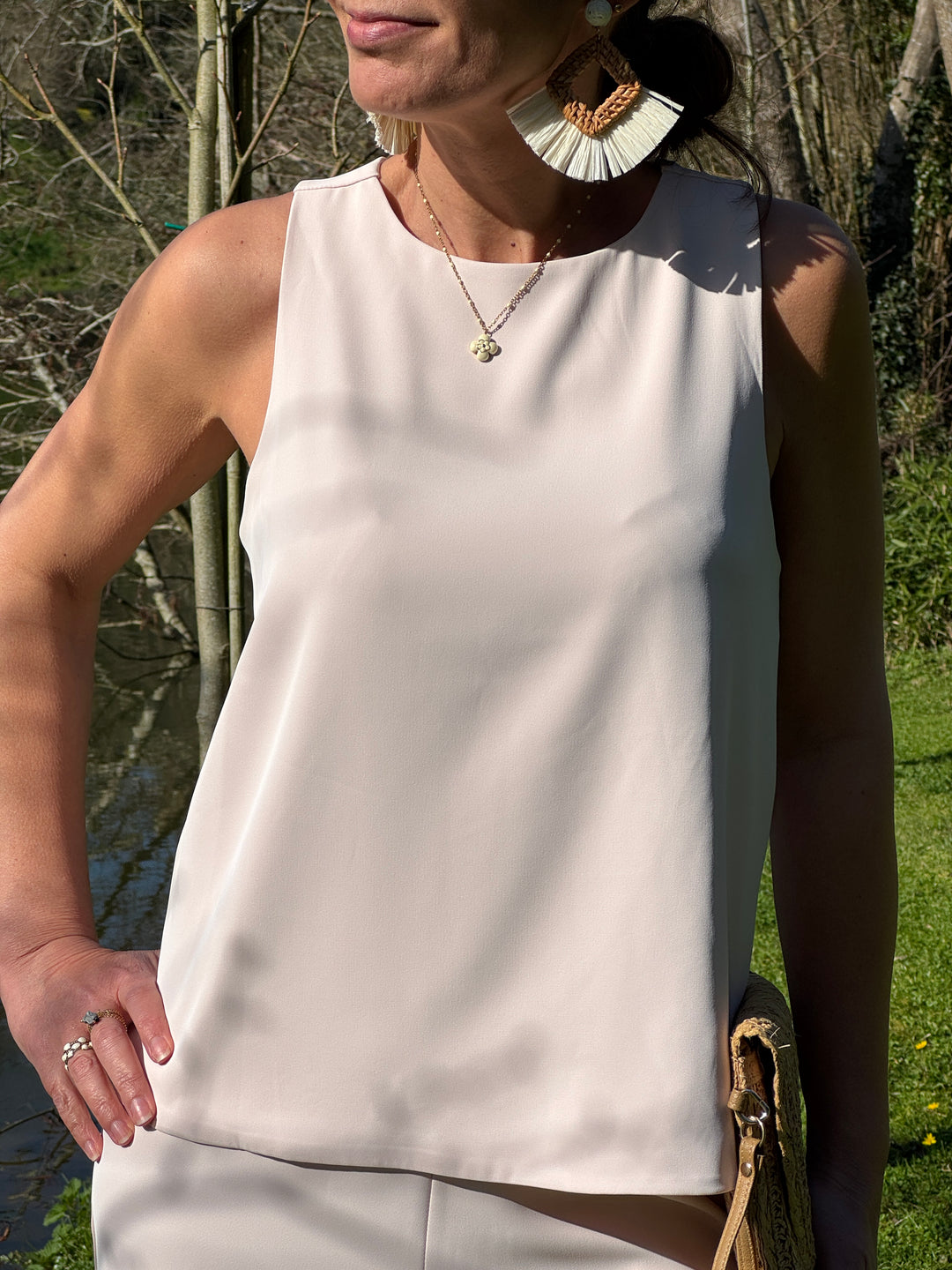 Top rose volants ISABEAU