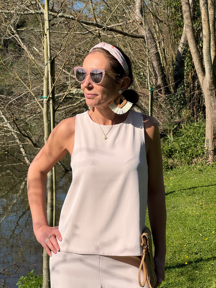 Top rose volants ISABEAU