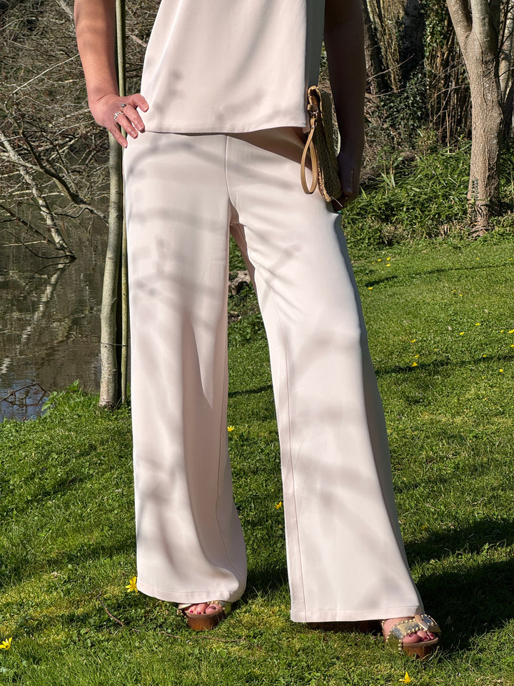 ORIA hochtaillierte, fließende rosa Hose