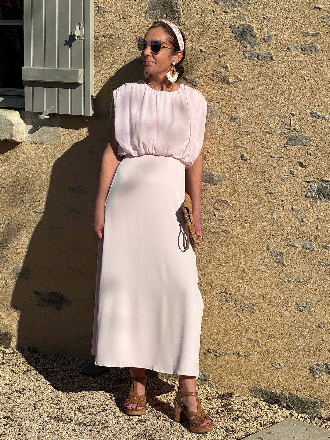 Robe longue rose empire LUNA