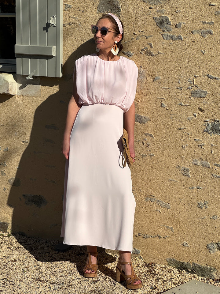 Robe longue rose empire LUNA