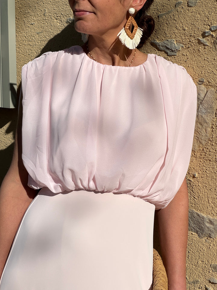 Robe longue rose empire LUNA