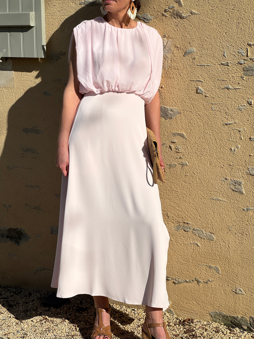 Robe longue rose empire LUNA