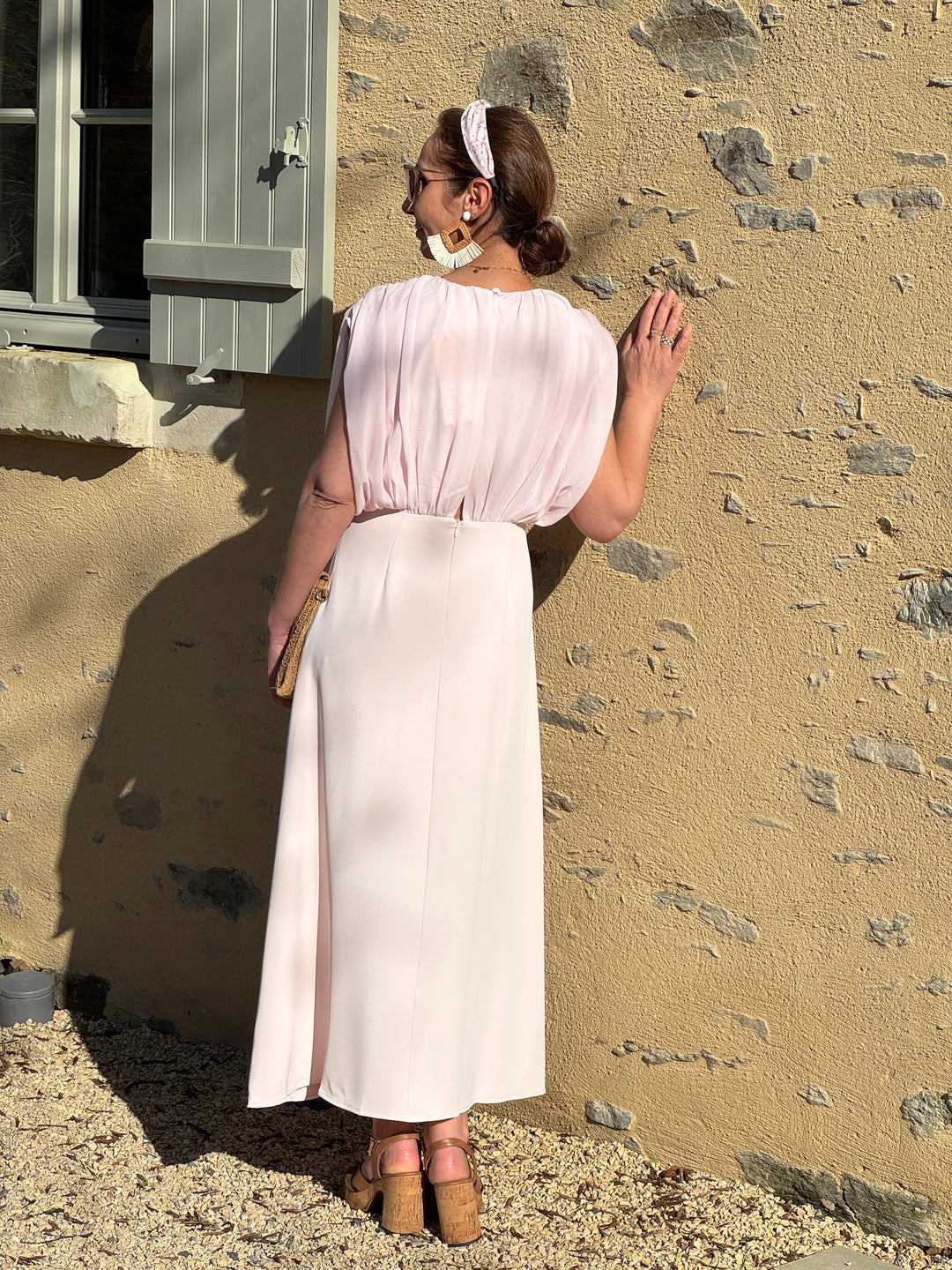 Robe longue rose empire LUNA