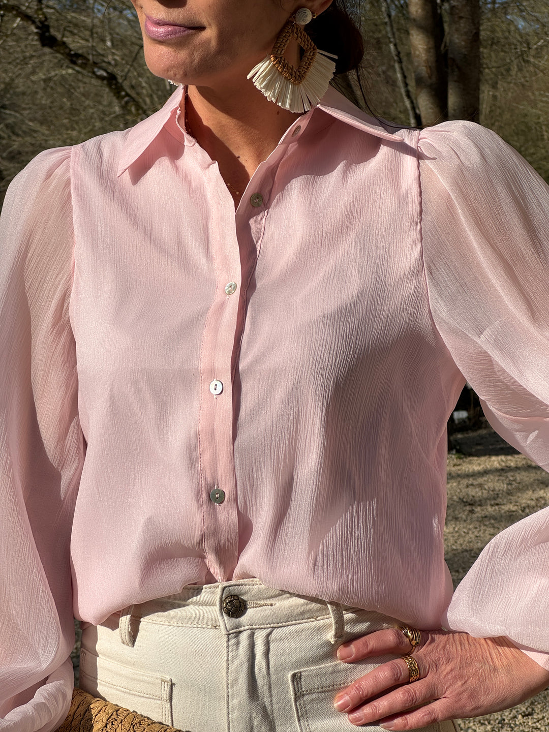 Chemise rose effet crêpe NOAM