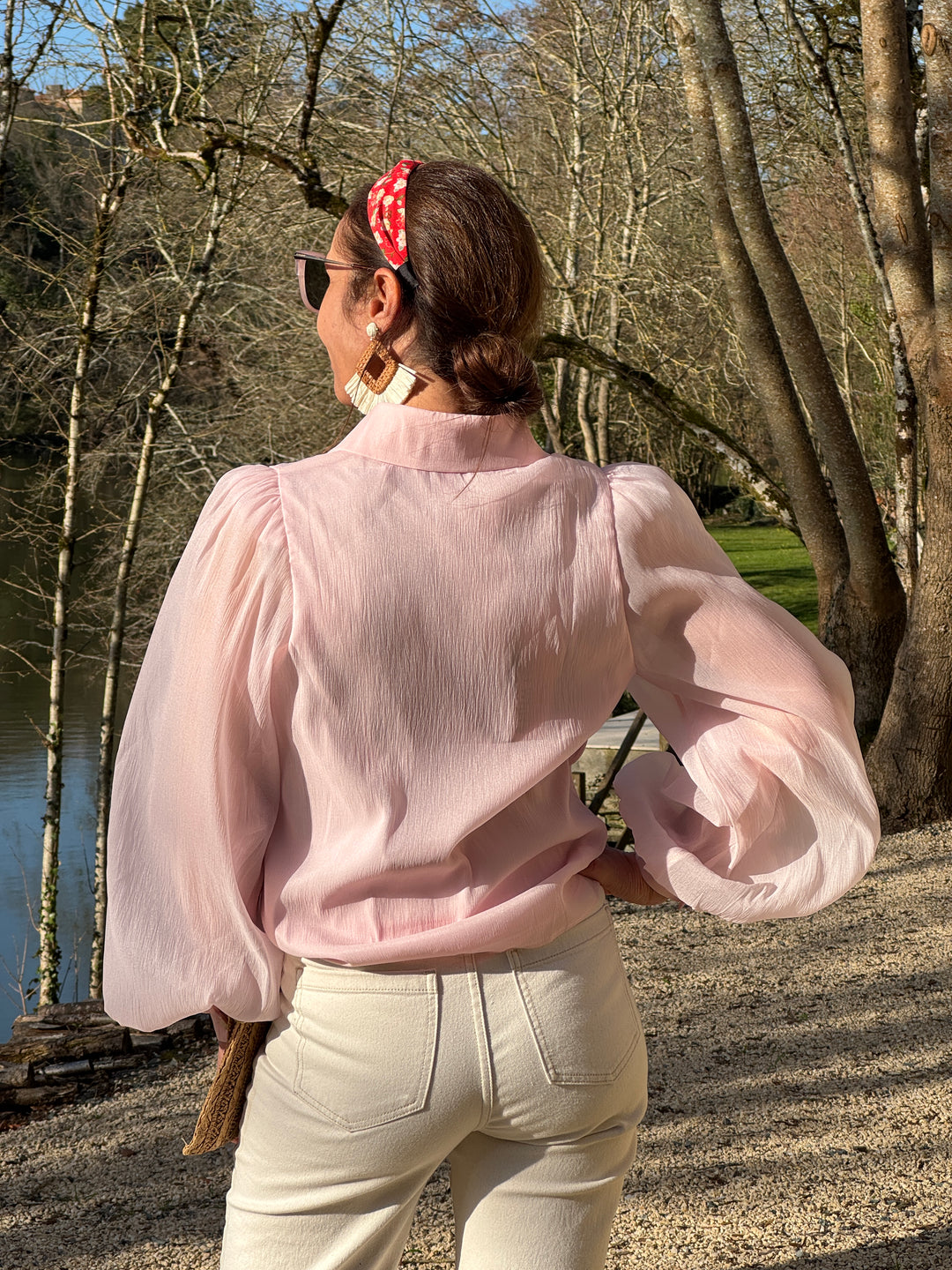 Chemise rose effet crêpe NOAM