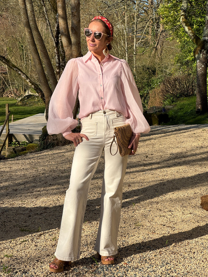 Chemise rose effet crêpe NOAM