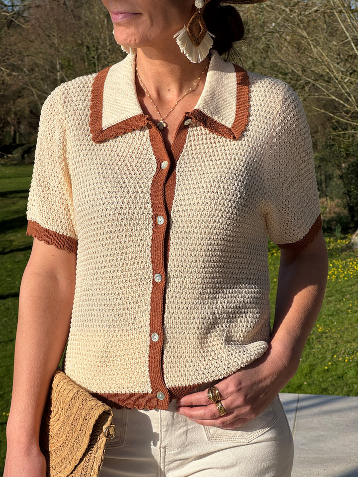 Polo crochet beige camel ALOIS