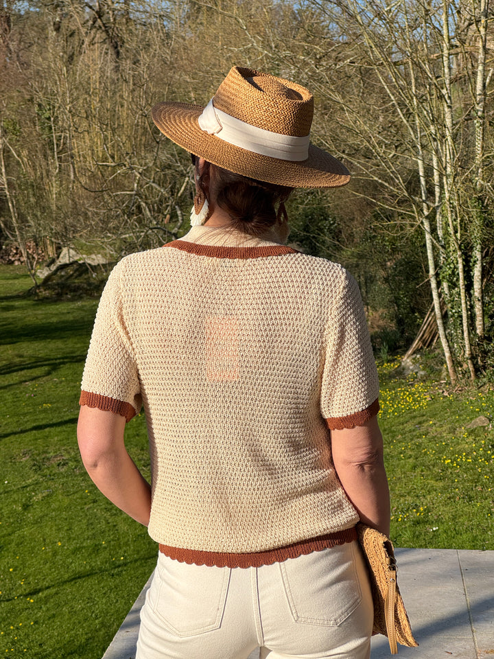 Polo crochet beige camel ALOIS