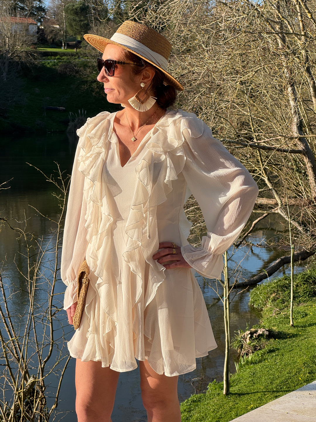 Robe courte à volants écru RUX La Petite Etoile