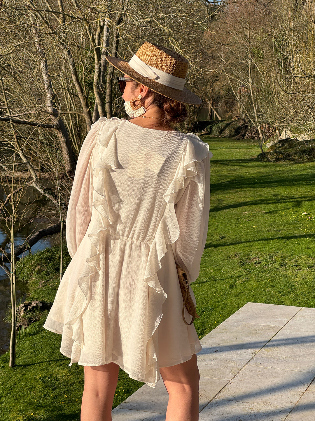 Robe courte à volants écru RUX La Petite Etoile